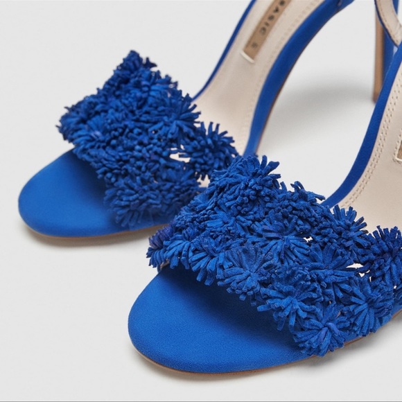 Zara suede Floral High Heel Sandals - Picture 5 of 10